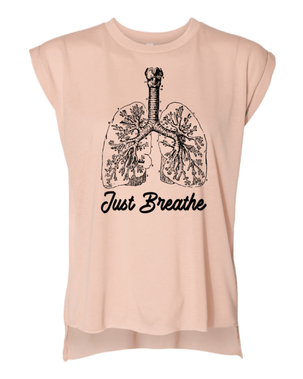 Just Breathe Flowy Rolled Cuffs Muscle Tee